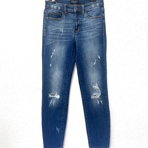 Judy Blue Dark Wash relaxed fit Distressed Jeans 28 - Picture 5 of 8